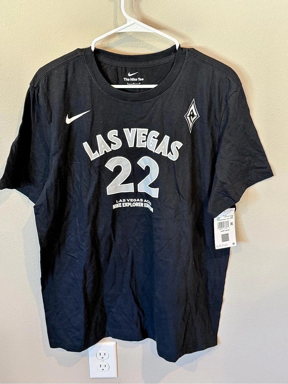 Nike Aja Wilson #22 Las Vegas Raiders jersey Las Vegas Raiders T-shirt Men’s Lar